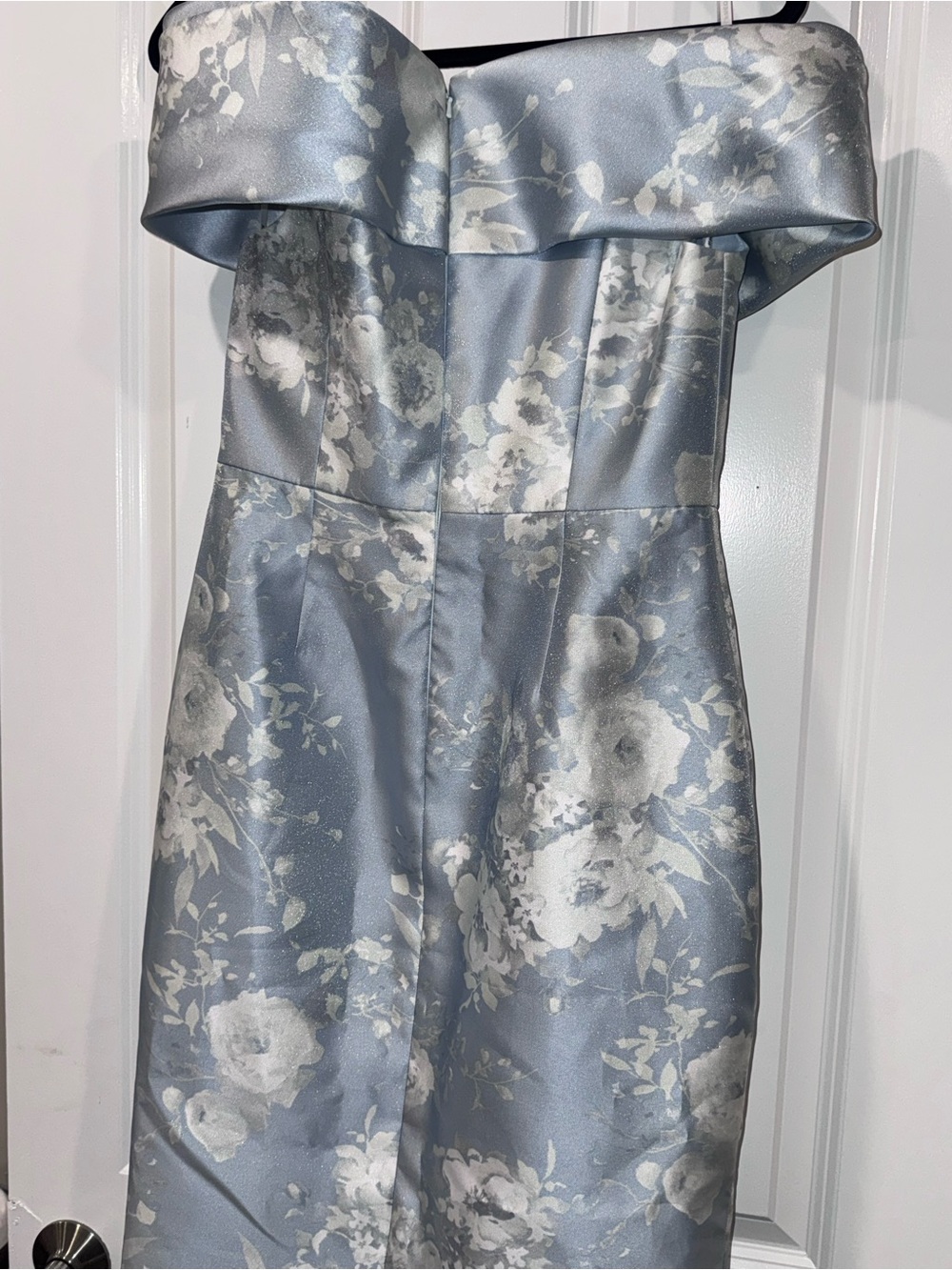 Alfred Sung/Dessy Constance Off-Shoulder Floral Jacquard Gown in Light Blue - Picture 8 of 11